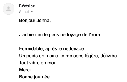 Beatrice sur nettoyer son aura